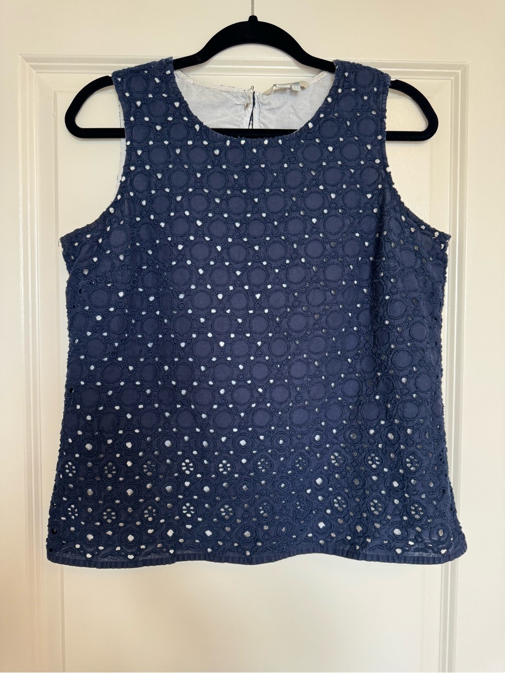 Boden Sleeveless Navy Eyelet Lace Tank Top